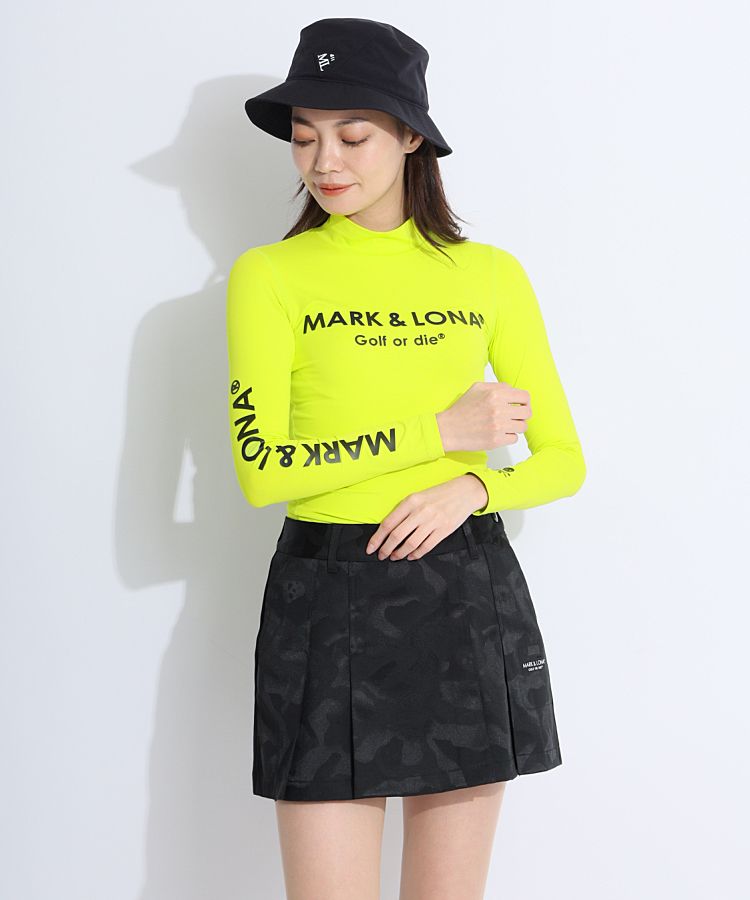 マーク＆ロナ速乾ストレッチアシメロゴプリントモックネック長袖カットソーUV マーク＆ロナ ML 【速乾ストレッチ】アシメロゴプリントモックネック