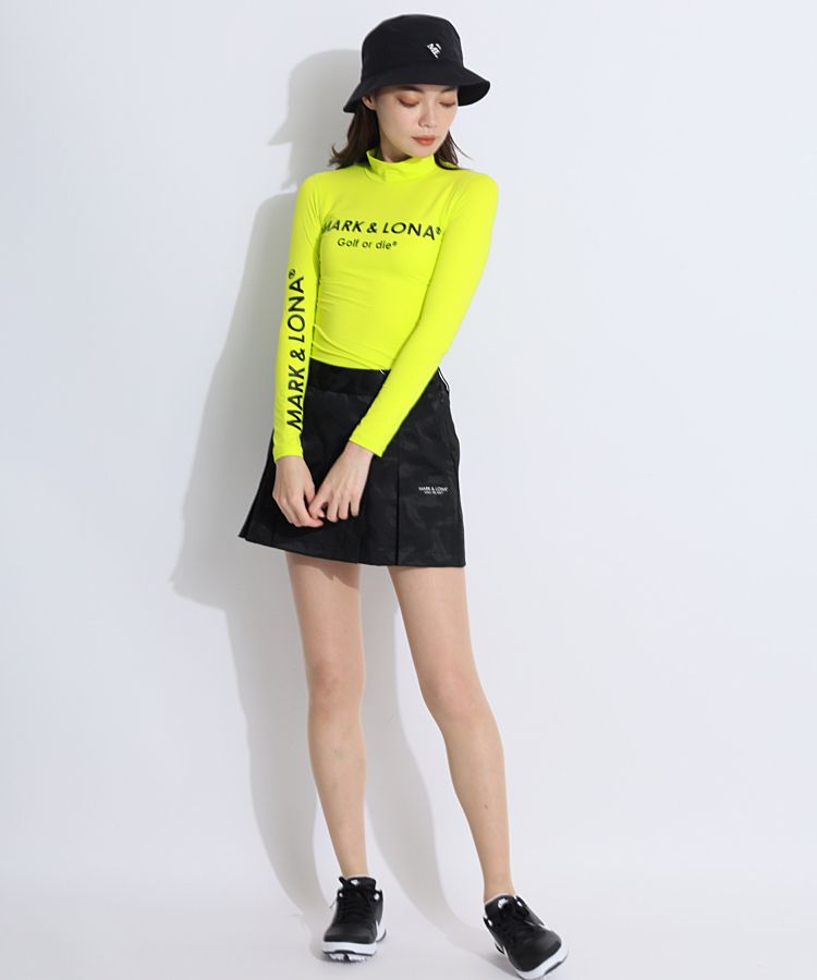 MARK & LONA マーク＆ロナ【速乾ストレッチ】ロゴプリントモックネック マーク＆ロナ ML 【速乾ストレッチ】アシメロゴプリントモック