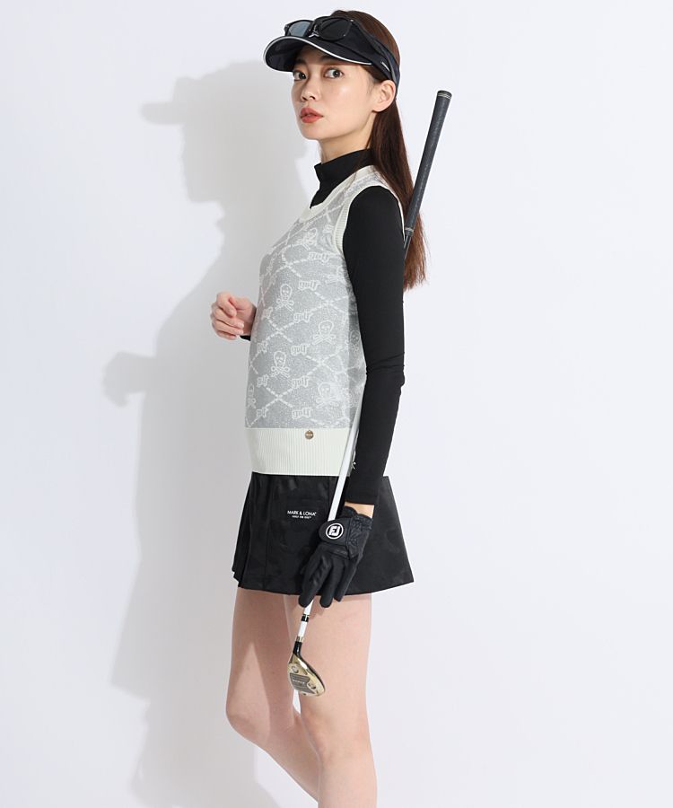 MARK & LONA マーク＆ロナ【速乾ストレッチ】ロゴプリントモックネック マーク＆ロナ ML 【速乾ストレッチ】アシメロゴプリントモック
