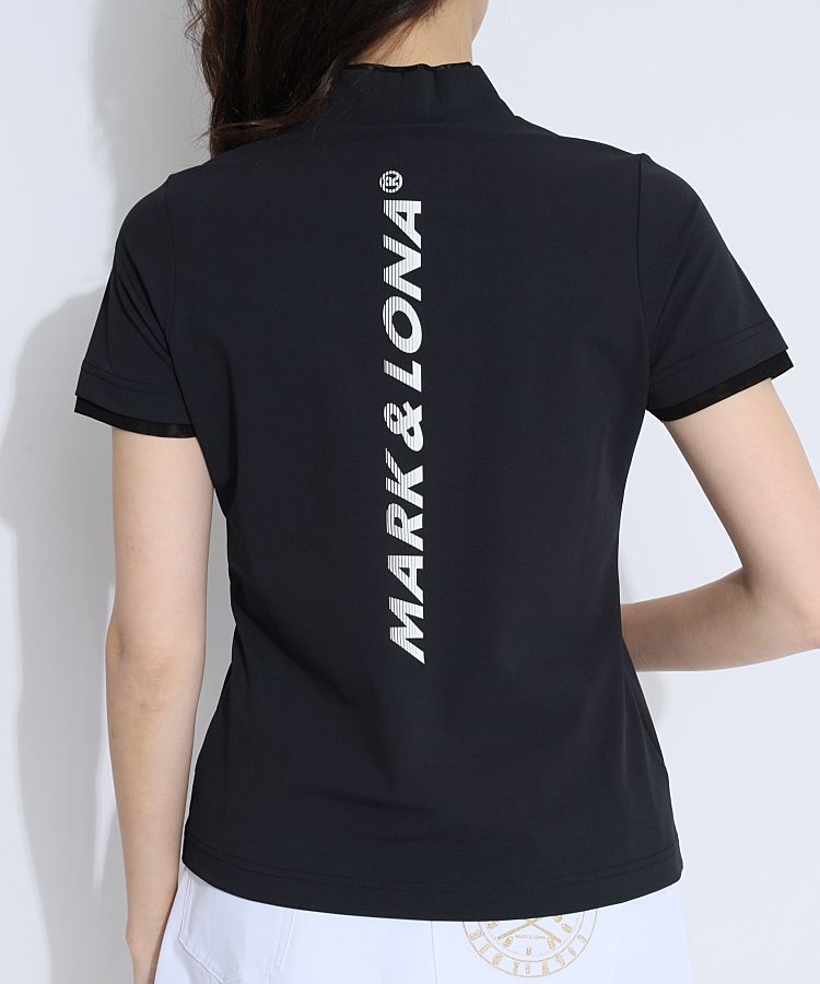 マークアンドロナ ゴルフ 半袖 モックネック ジップアップ カットソー マーク&ロナ ゴルフ 半袖 ジップアップ モックネック ロゴ カットソー