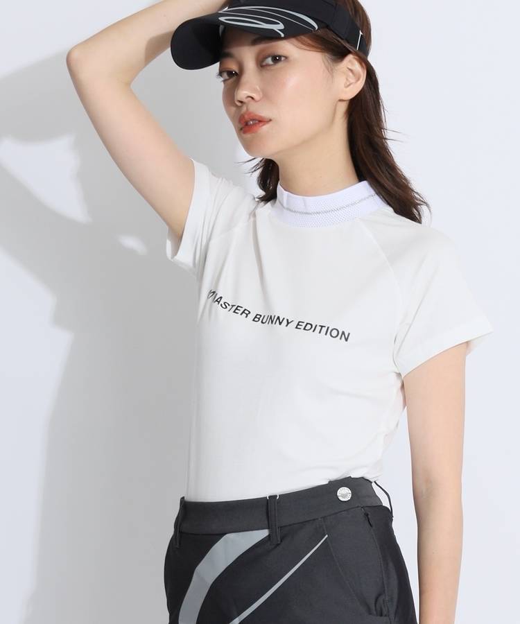 MB ラメラインモックネック半袖カットソー