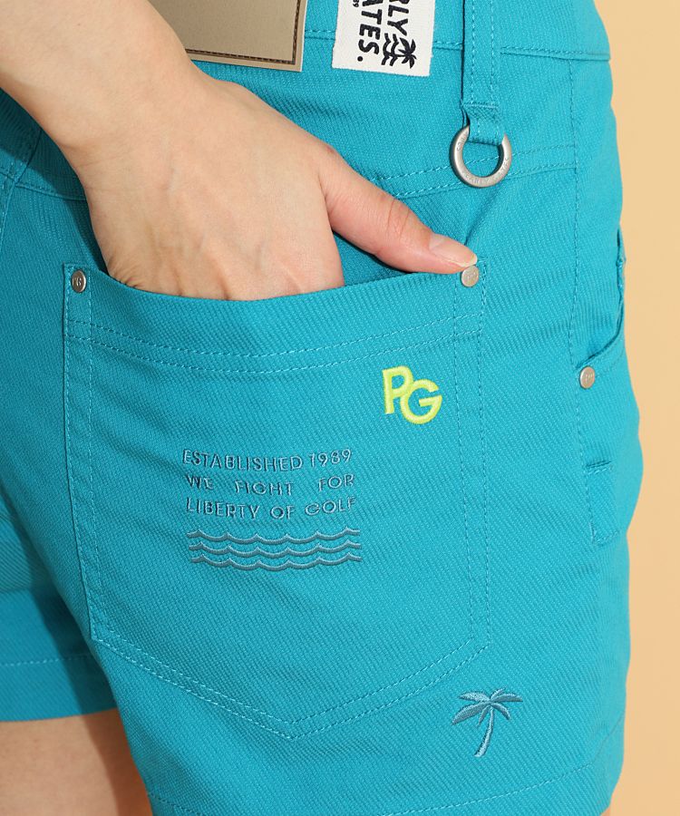 正規品パーリーゲイツ ストレッチカルゼショートパンツ レディスサイズ0 パーリーゲイツ PG 【ストレッチ】サーフモチーフカルゼショート