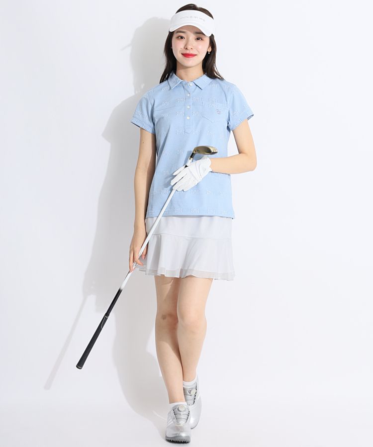 パーリーゲイツ⛳️　レディースポロシャツ　サイズ０ パーリーゲイツ PG 胸ポケット付き半袖ポロシャツ レディース