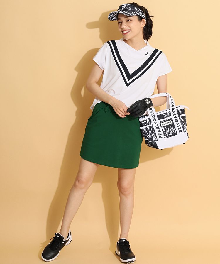 未使用 タグ付 パーリーゲイツ ボタニカル柄パンツ イエロー 0 S