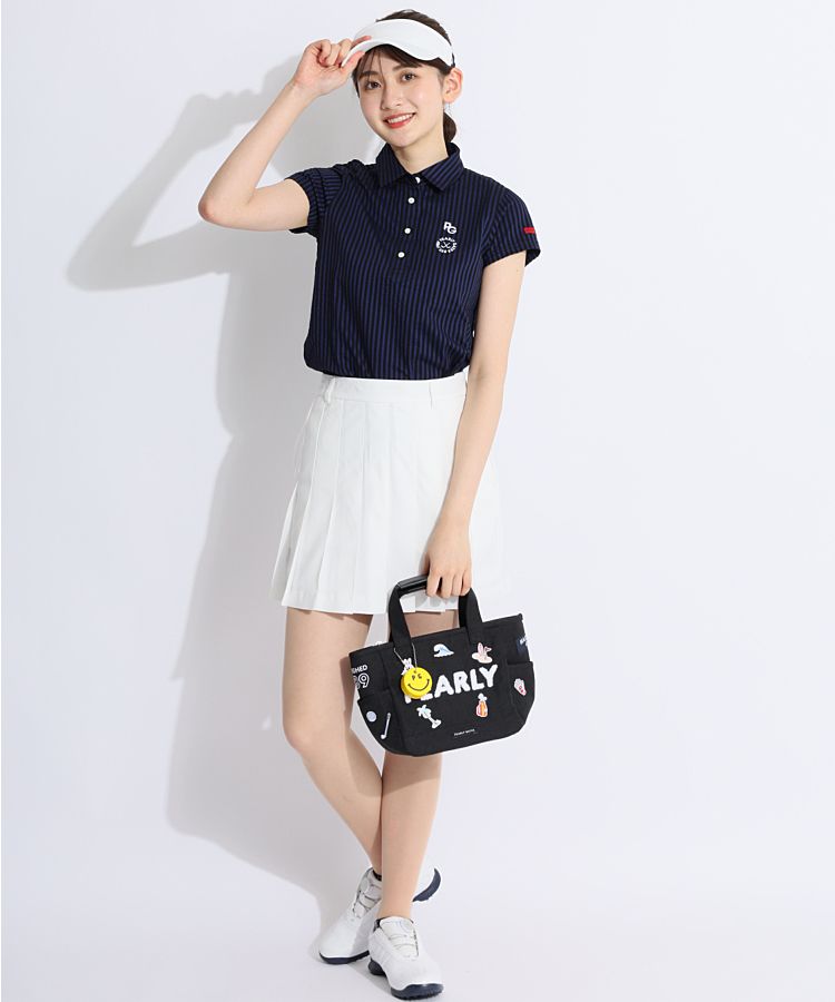 パーリーゲイツ PG サッカーストライプハイゲージ半袖ポロシャツ