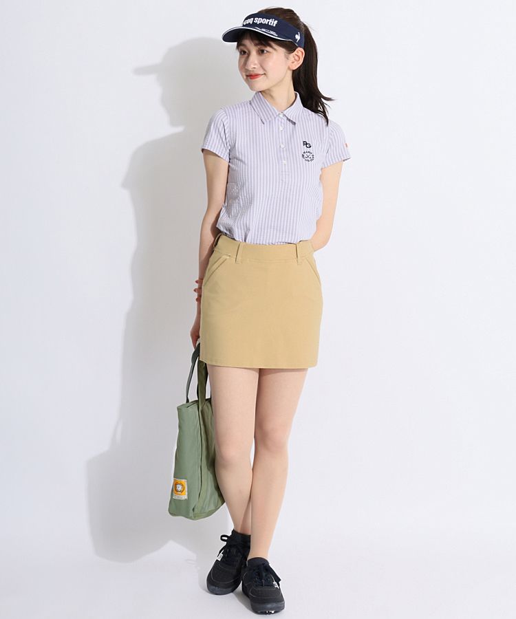 パーリーゲイツ PG サッカーストライプハイゲージ半袖ポロシャツ