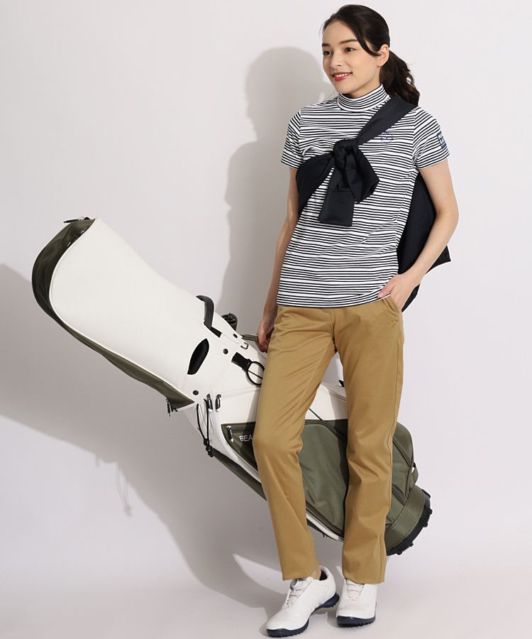 パーリーゲイツ PG 細ボーダーモックネック半袖カットソー レディース