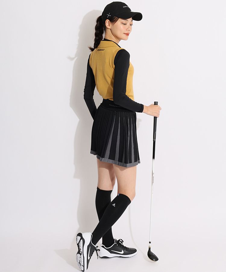 アディダスゴルフ AG 一体型ぺチパンツ付きバイカラーニット