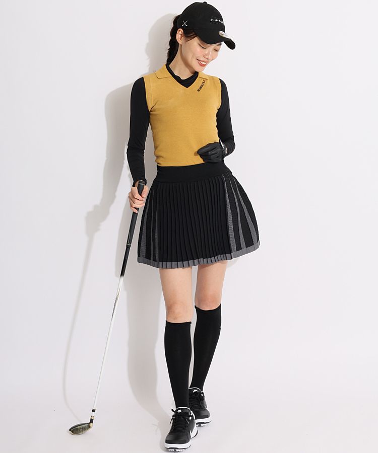 大きいサイズXL！♥️新品 3点 ⭐アディダスゴルフ★モック＆ポロ＆スカート アディダスゴルフ AG 一体型ぺチパンツ付きバイカラーニット