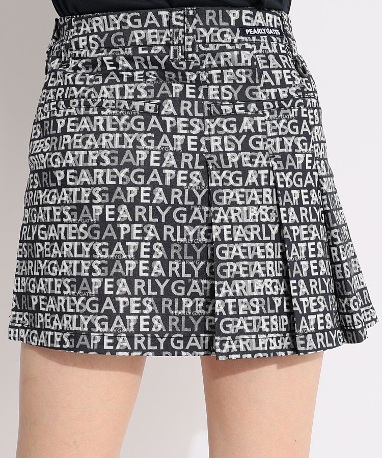 新品 パーリーゲイツ ランダムロゴ プリーツスカート グレー パーリーゲイツ PG 【抗菌】ランダムロゴプリーツスカート