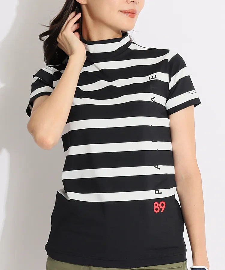 パーリーゲイツ PG パネルボーダーモックネック半袖カットソー
