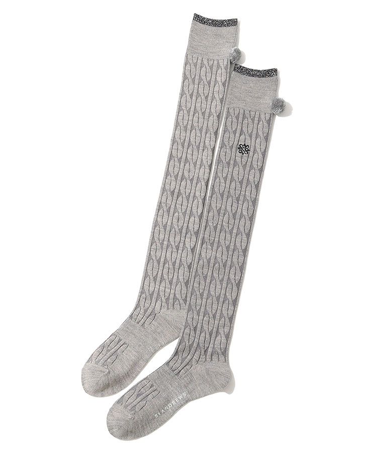 セントアンドリュース SA 【温熱】ポンポン付きケーブル編みニー