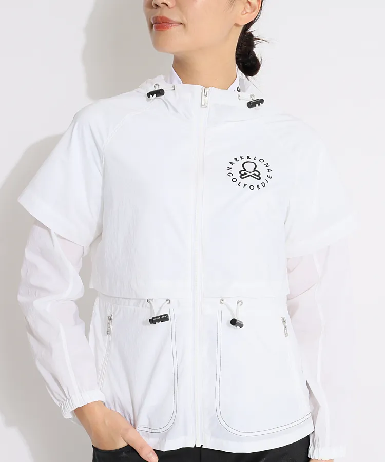 ★美品★MARK&LONA ウェーブロゴケープ風パーカー サイズ M マーク&ロナ ML 【リサイクル】ウェーブロゴケープ風パーカー