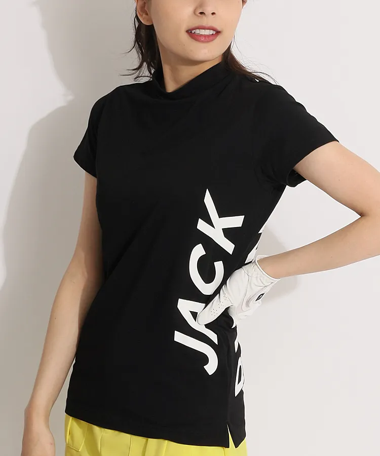 【新品】ジャックバニー　半袖モックネック　サイド縦ライン　ブラック　LLサイズ 新品 ジャックバニー モックネック 半袖シャツ カットソー