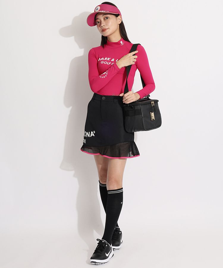 マーク＆ロナ ML 一体型ペチパンツ裾メッシュ切替スカート レディース