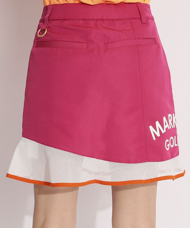 J7156美品マークアンドロナ一体型ペチパンツスカートポロシャツコーデ売りセット マーク＆ロナ ML 一体型ペチパンツ裾メッシュ切替スカート レディース