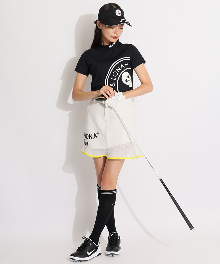 マーク＆ロナ ML 一体型ペチパンツ裾メッシュ切替スカート レディース