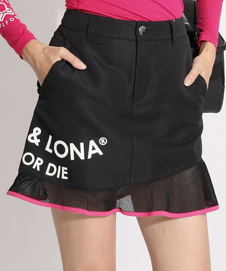 マーク＆ロナ ML 一体型ペチパンツ裾メッシュ切替スカート レディース