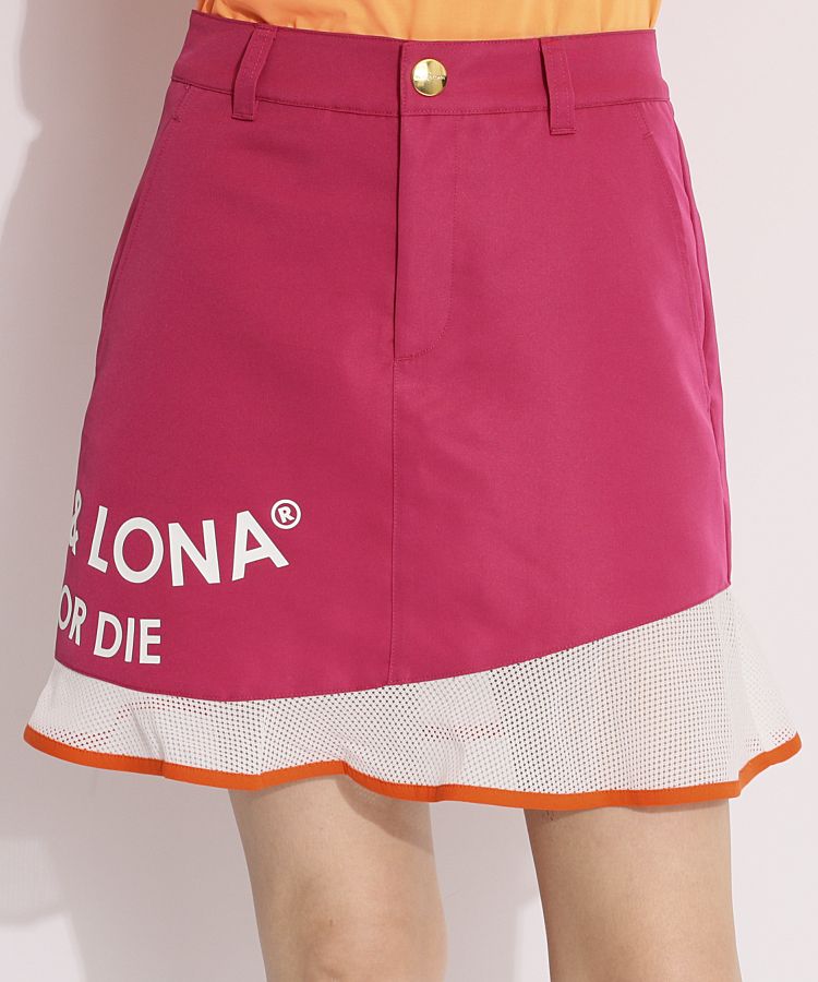 マーク＆ロナ ML 一体型ペチパンツ裾メッシュ切替スカート レディース