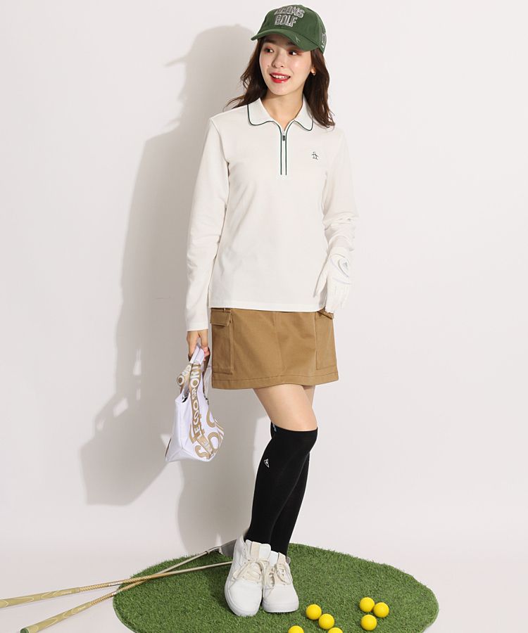 マンシングウェア レディース ゴルフ トップス ハーフジップ セーター M 長袖 Munsingwear 公式 マンシングウェア ボーダー ハーフジップ長袖