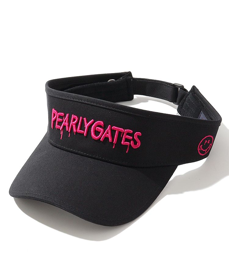 PEARLY GATES - （美品）パーリーゲイツ、ペイントロゴシリーズ、サンバイザー、完売品 PEARLY GATES サンバイザー 「PEARLY GATES」メタリックロゴ