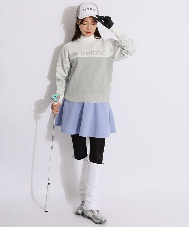 【美品】ニューバランスゴルフ　モックネックニットワンピース　L ニューバランスゴルフ NB 【ECO】スリーブ3Dロゴモックネックニット