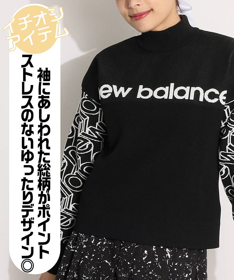NB スリーブ3Dロゴモックネックニット