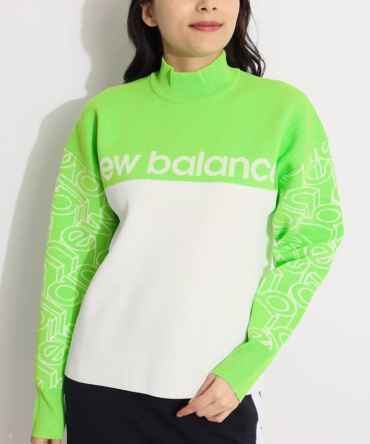 NB スリーブ3Dロゴモックネックニット