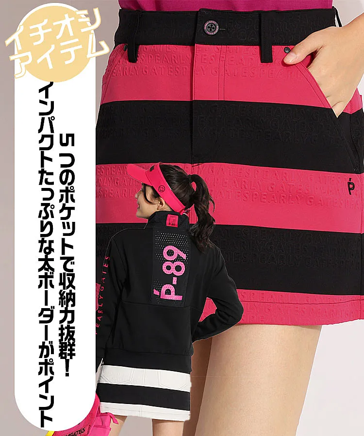 パーリーゲイツ PGG さらさらストレッチ ポロシャツ スカートセット パーリーゲイツ PG 【ストレッチ】バックプリント鹿の子半袖