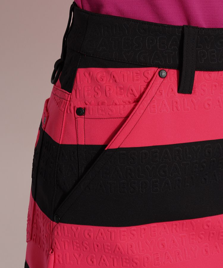 パーリーゲイツ PG 【ストレッチ】太ボーダー柄エンボスロゴスカート