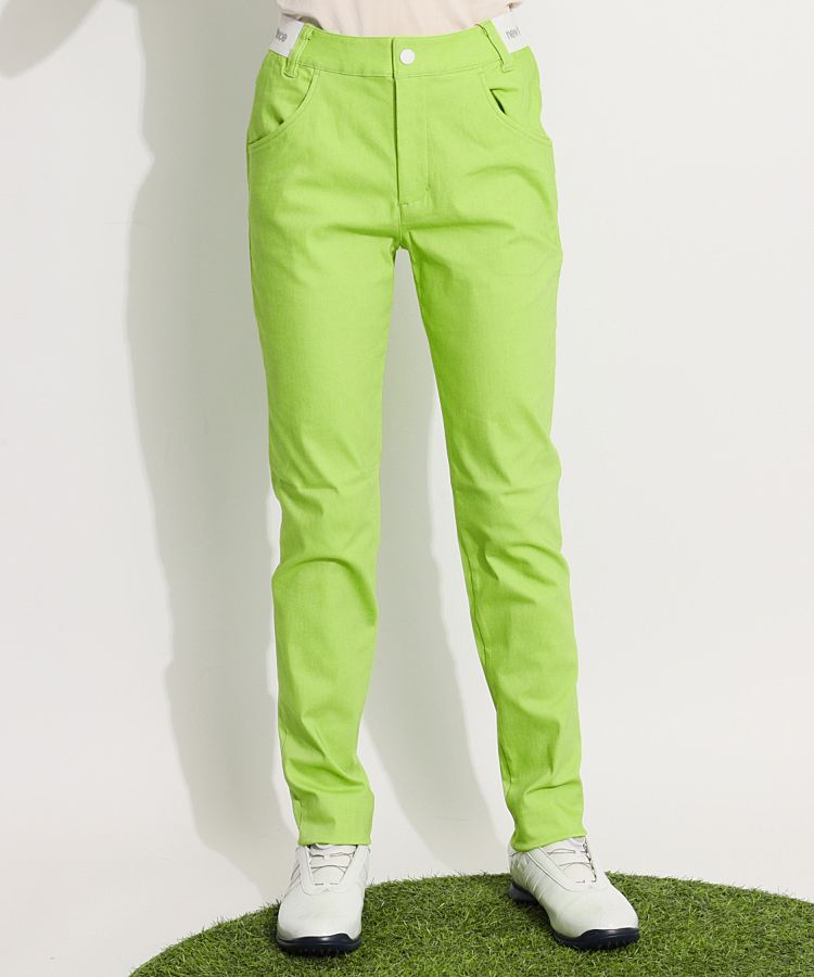 【S】新品未使用品　ニューバランス　レディースゴルフパンツ　黄緑 ニューバランスゴルフ NB サイドロゴスリムテーパードパンツ