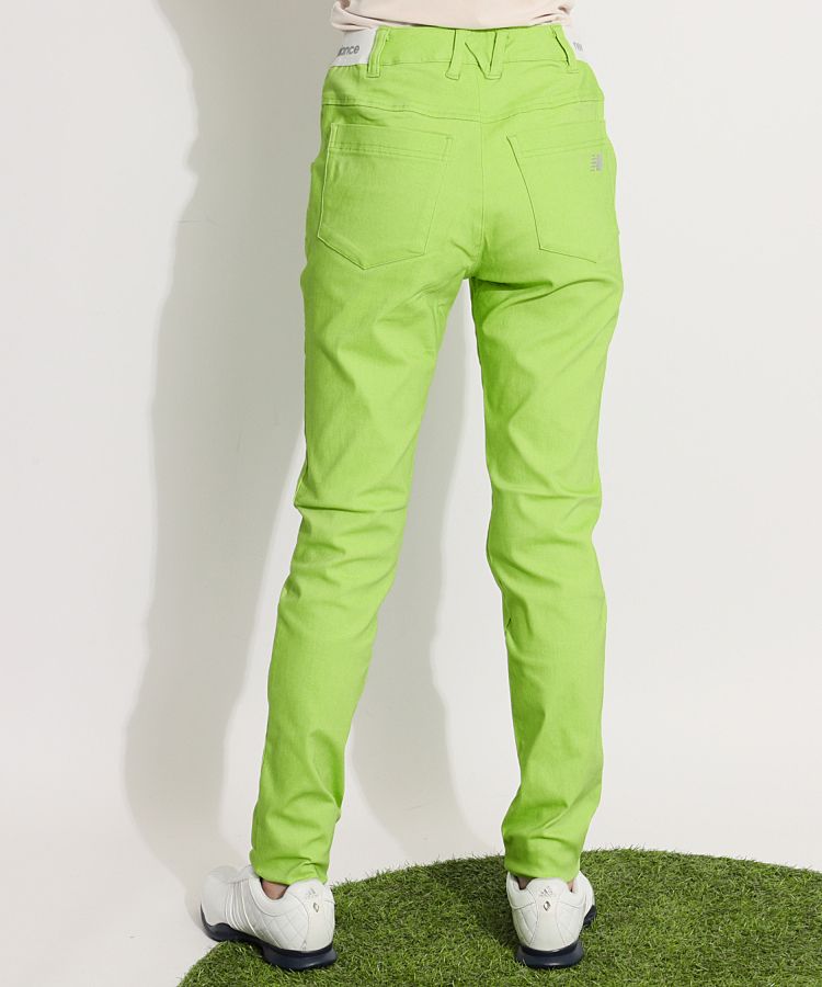 【S】新品未使用品　ニューバランス　レディースゴルフパンツ　黄緑 ニューバランスゴルフ NB サイドロゴスリムテーパードパンツ