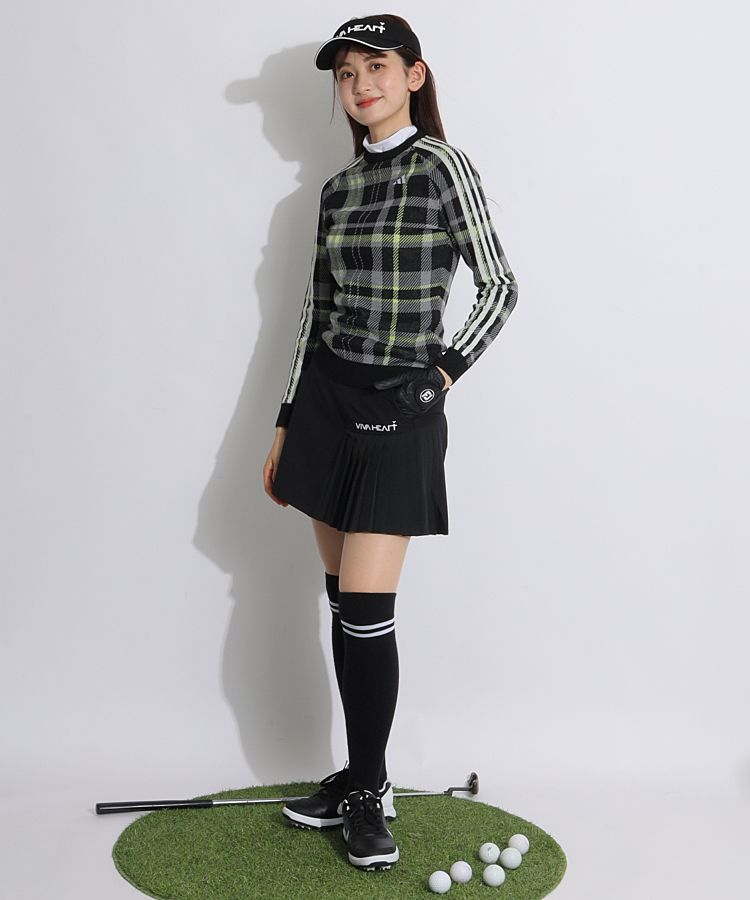 【レア】ZOY チェック柄 ゴルフウェア可愛い アディダスゴルフ AG タータンチェック柄クルーネックニット
