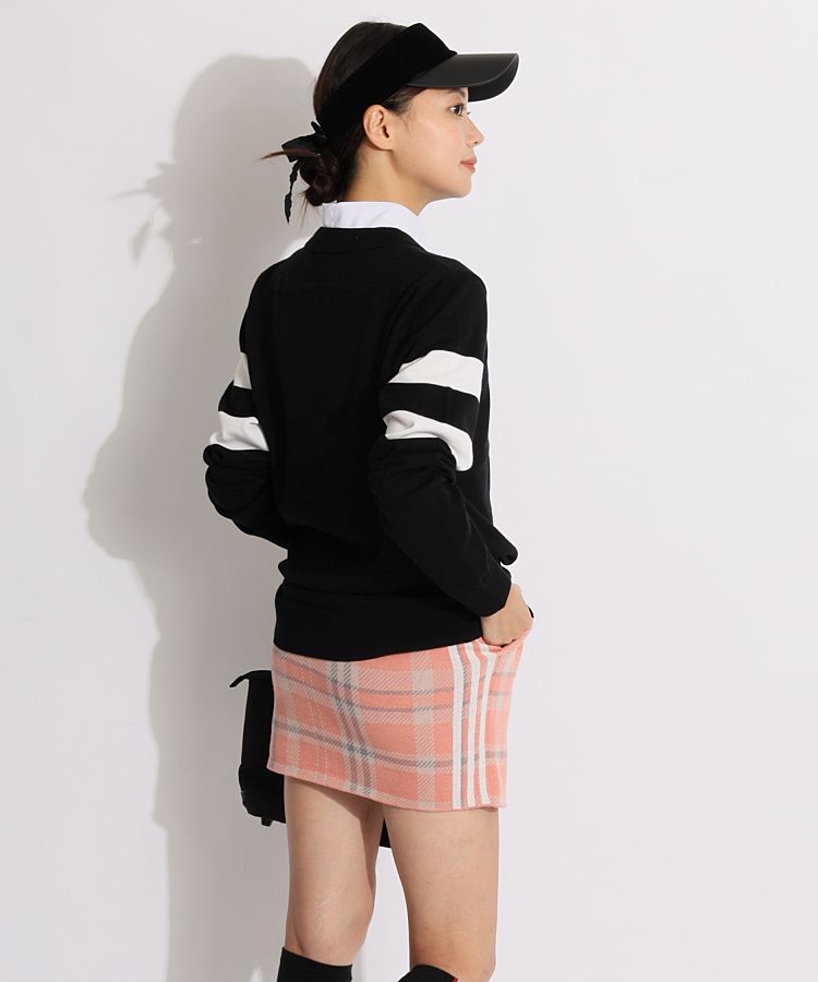新品 アディダス セットアップ タータンチェック　長袖　セーター　巻きスカート 新品】アディダス タータンチェック 長袖セーター巻きスカート