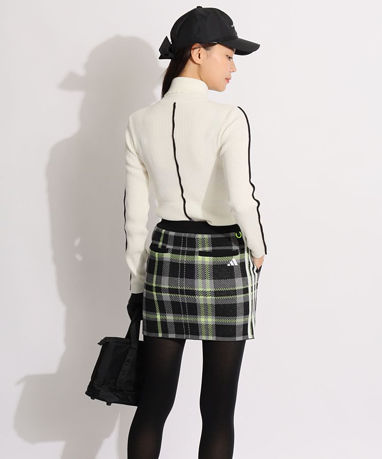 新品 アディダス セットアップ タータンチェック ニット 巻きスカート S adidas（アディダス） スカート タータンチェック ニットスカート