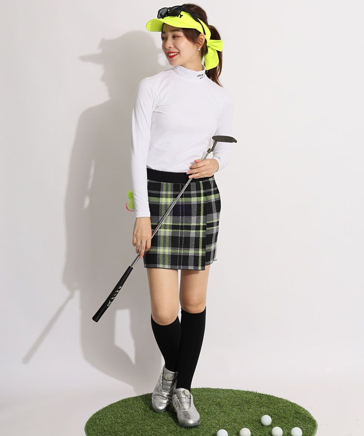 新品 アディダス セットアップ タータンチェック ニット 巻きスカート S アディダスゴルフ AG タータンチェック柄ラップ風ニットスカート