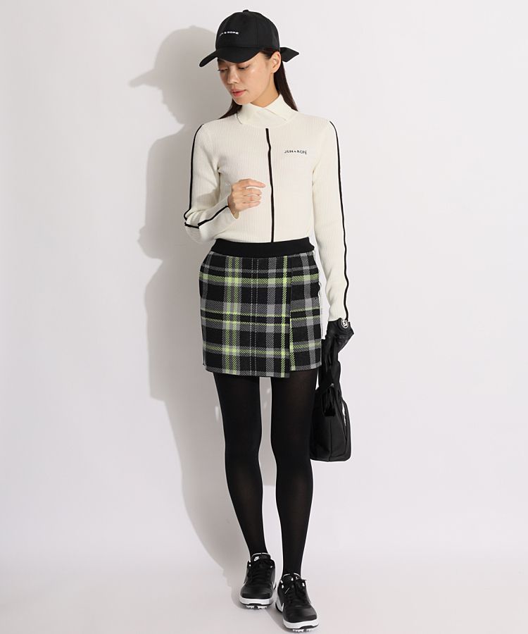 新品 アディダス セットアップ タータンチェック　長袖　セーター　巻きスカート 新品】アディダス タータンチェック 長袖セーター巻きスカート