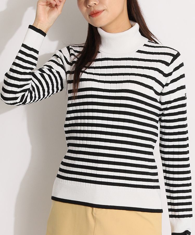 タイトリストアウトレット TL バイカラーボーダー柄タートルネック