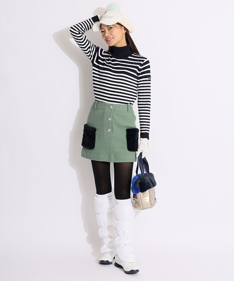 タイトリストアウトレット TL バイカラーボーダー柄タートルネック