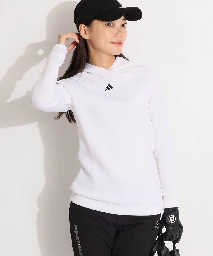 アディダス　ゴルフ　セットアップ　ダンボール　白　秋冬　レディースＭ　新品未使用 アディダスゴルフ AG エンボスロゴダンボールパーカー レディース