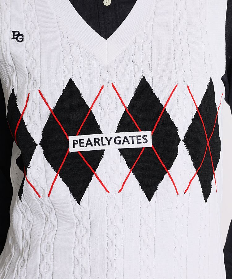 パーリーゲイツ PG アーガイル柄Vネックニットベスト レディースゴルフ