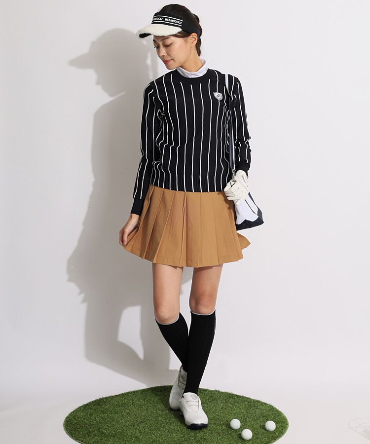 パーリーゲイツ PG ピンストライプクルーネックニット