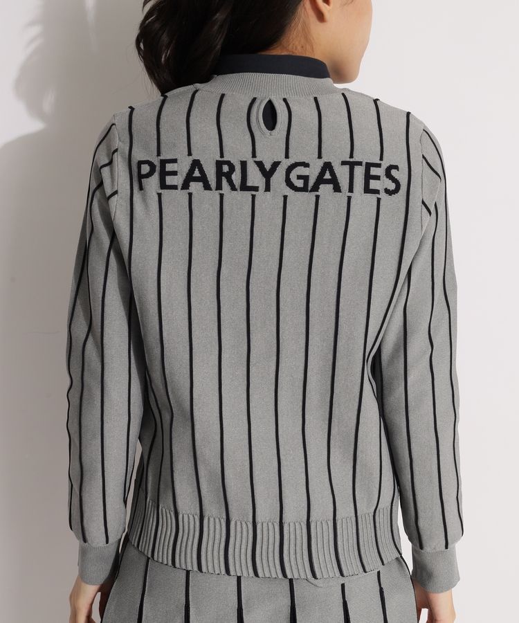 パーリーゲイツ PG ピンストライプクルーネックニット