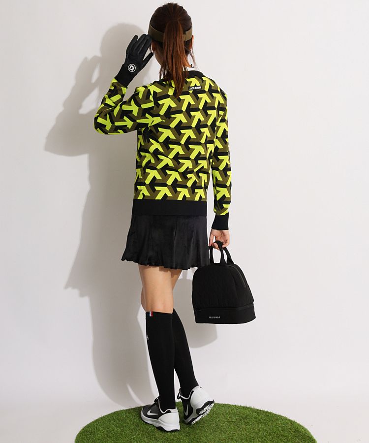 ジャックバニー JB 矢印デザイン配色クルーネックニット レディース