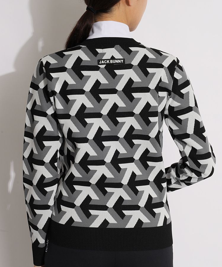 ジャックバニー JB 矢印デザイン配色クルーネックニット レディース