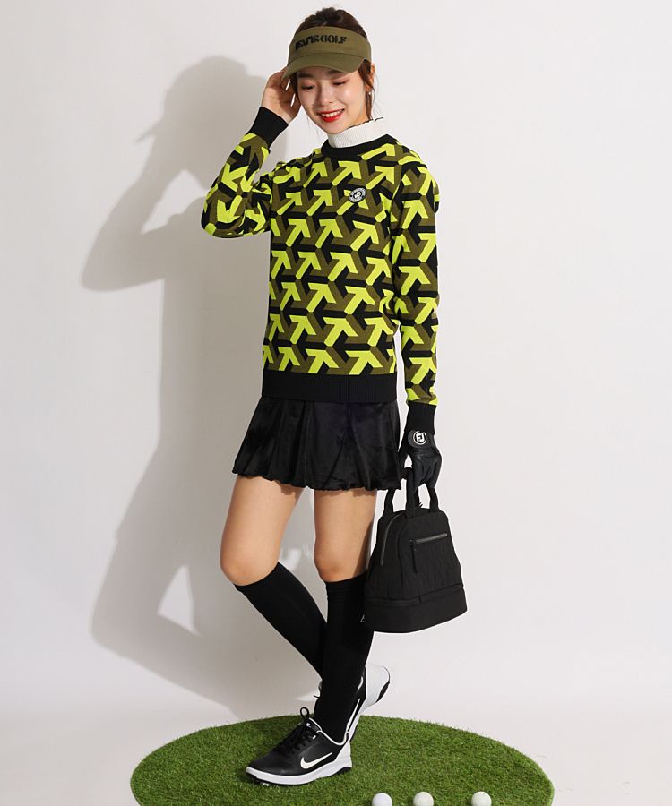 ジャックバニー JB 矢印デザイン配色クルーネックニット レディース