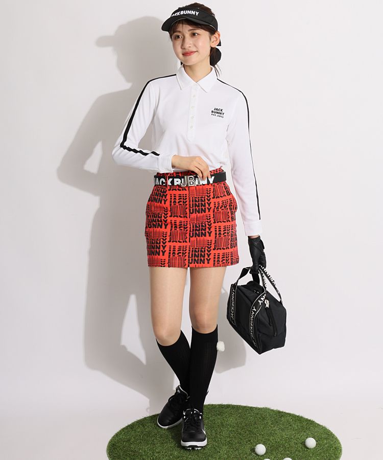 新品❤ジャックバニー❤レディース【サイズ0】ポロシャツ スカート 上下セット 青 ジャックバニー JB スリーブライン鹿の子長袖ポロシャツ