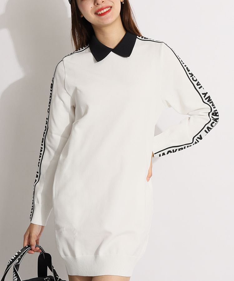 【新品】ジャックバニー　ワンピース　ハーフジップ　ホワイト　Mサイズ Honeys（ハニーズ）の「ハーフジップワンピ―ス（ワンピース
