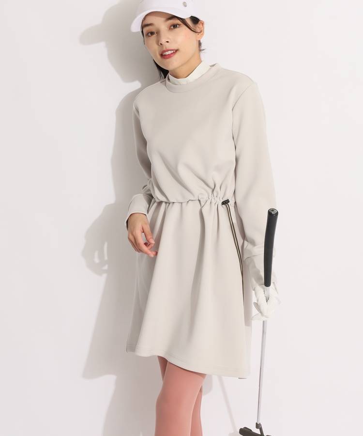 AS 【ストレッチUV】ウエストドロストダンボールワンピース