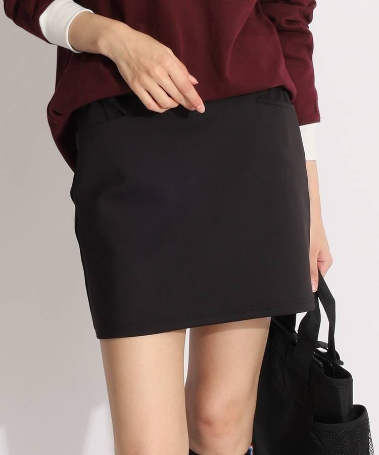 AS 【薄手・裏起毛】バックジップ台形スカート
